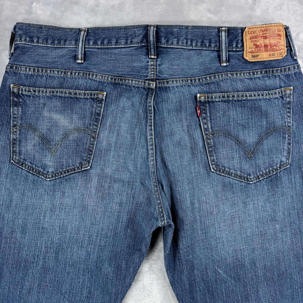 LEVI'S 569 Loose Straight Jeans Mens 40x32 Blue Faded Baggy Y2K Retro - Picture 5 of 12